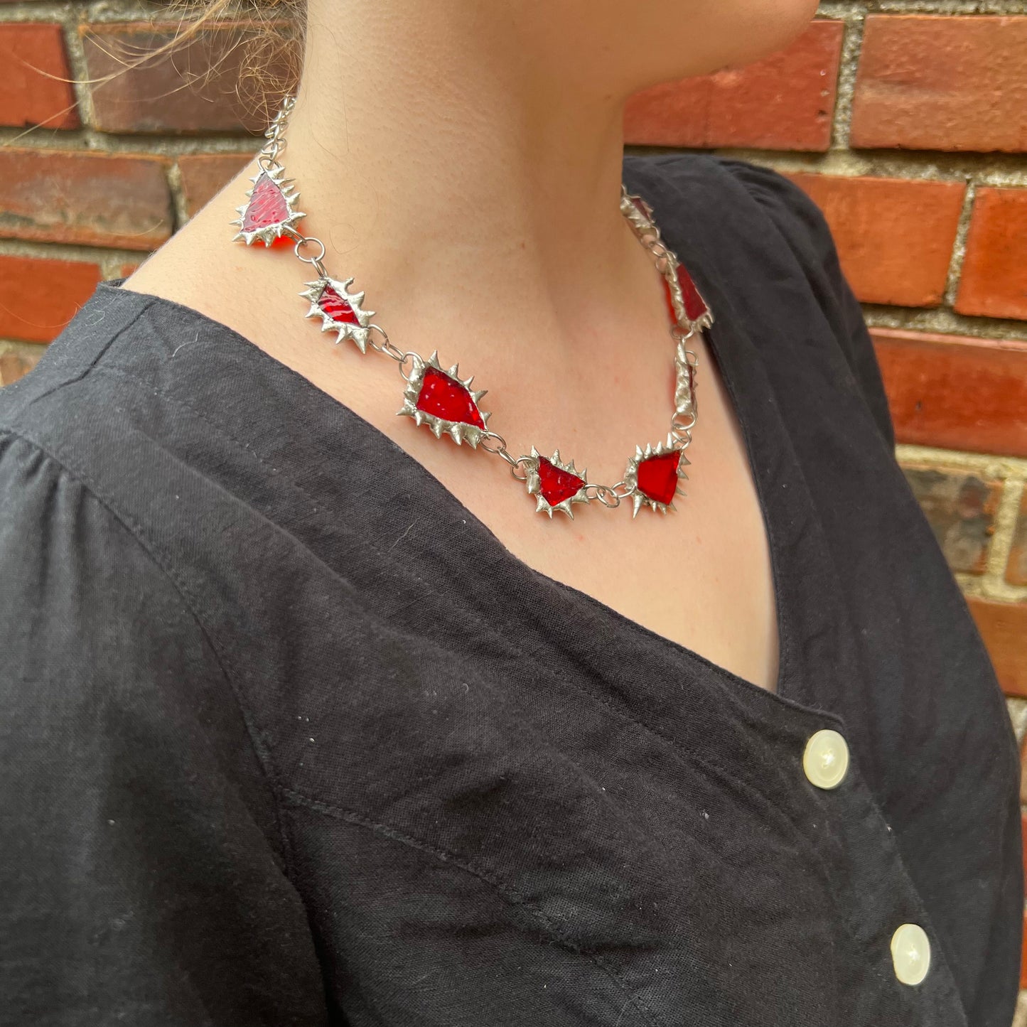 Spiky Stained Glass Necklace