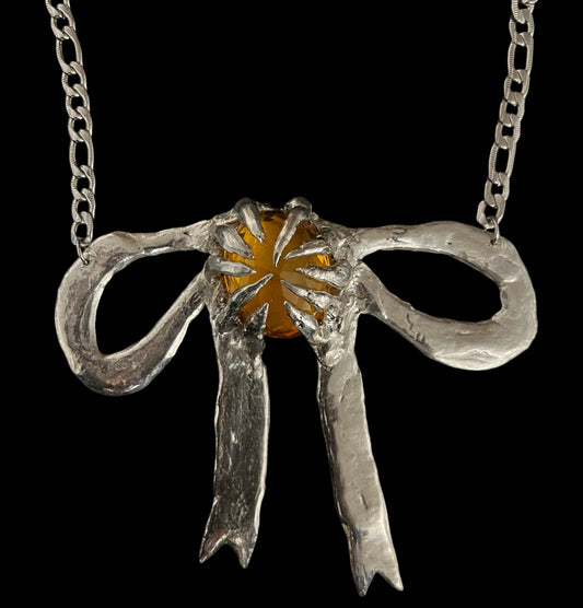 Huge Bow Necklace (yellow citrine)