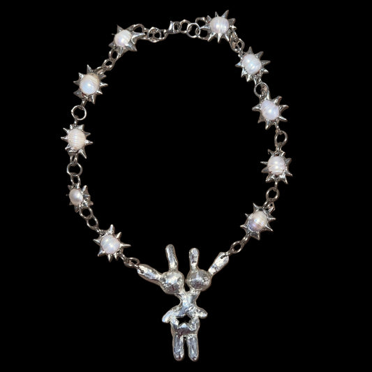 1 Double Headed Bunny Pearl Necklace